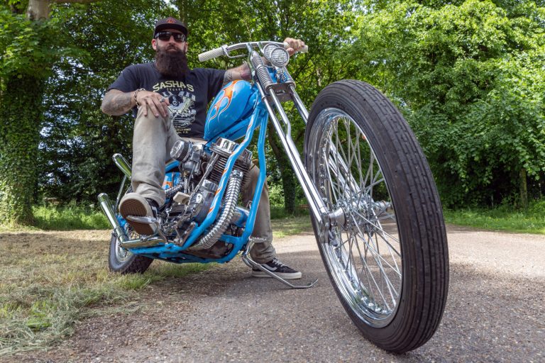 Blue Flamin’ Panhead